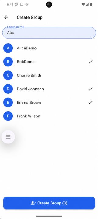 Create group screen